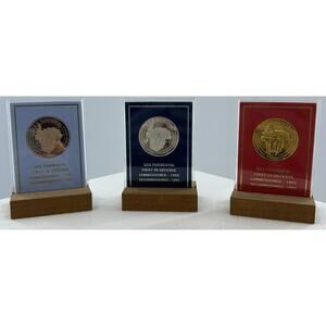 USS Forrestal Franklin Mint Medallion Set Bronze Silver Gold Plated